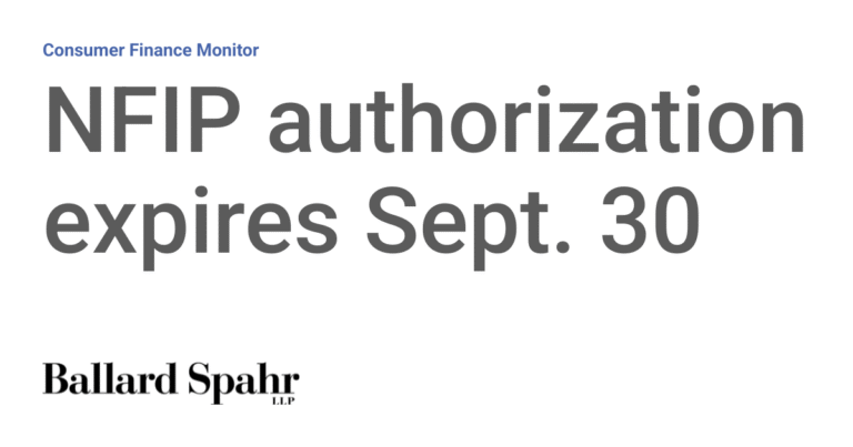NFIP authorization expires Sept. 30